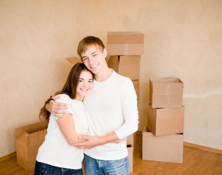 Packed household items ready for a removals van in Fitzrovia