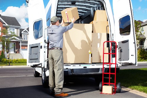 Removal team preparing furniture and boxes for a Fitzrovia flat move