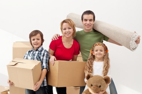 Packed boxes ready for a house move in central London