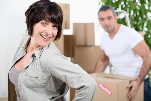 Office furniture and equipment prepared for relocation