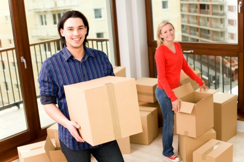 Business furniture and equipment being prepared for a Fitzrovia office move