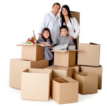 Boxes and furniture prepared for a central London removal